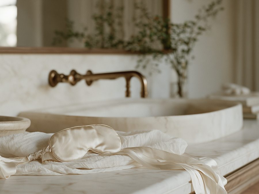 A silk sleep mask